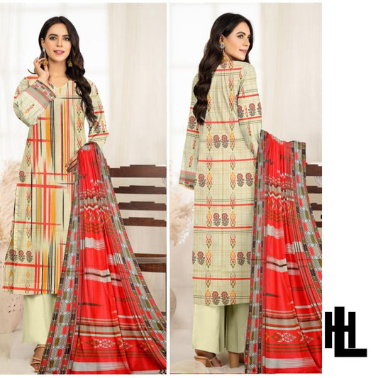 al KARAM STUDIO 3PCS Printed Lawn Suit With Lawn Dupatta