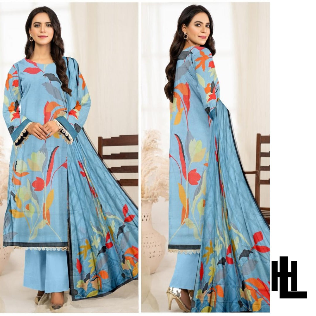 al KARAM STUDIO 3PCS Printed Lawn Suit With Lawn Dupatta