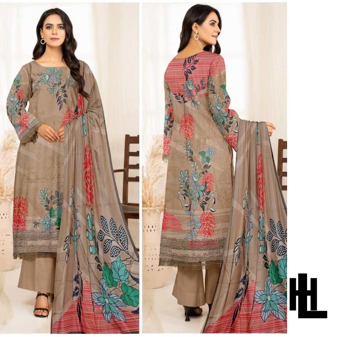 al KARAM STUDIO 3PCS Printed Lawn Suit With Lawn Dupatta