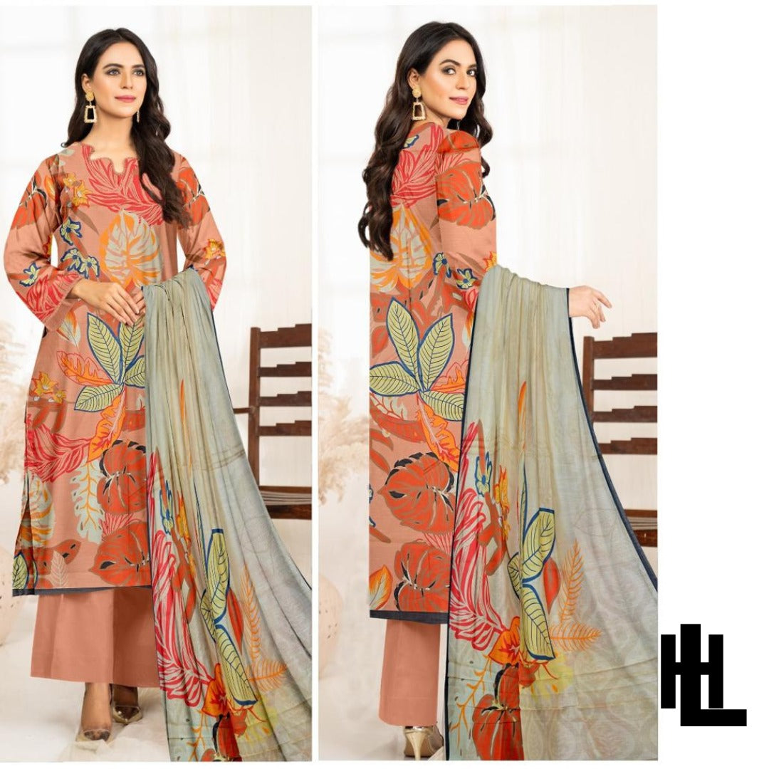 al KARAM STUDIO 3PCS Printed Lawn Suit With Lawn Dupatta