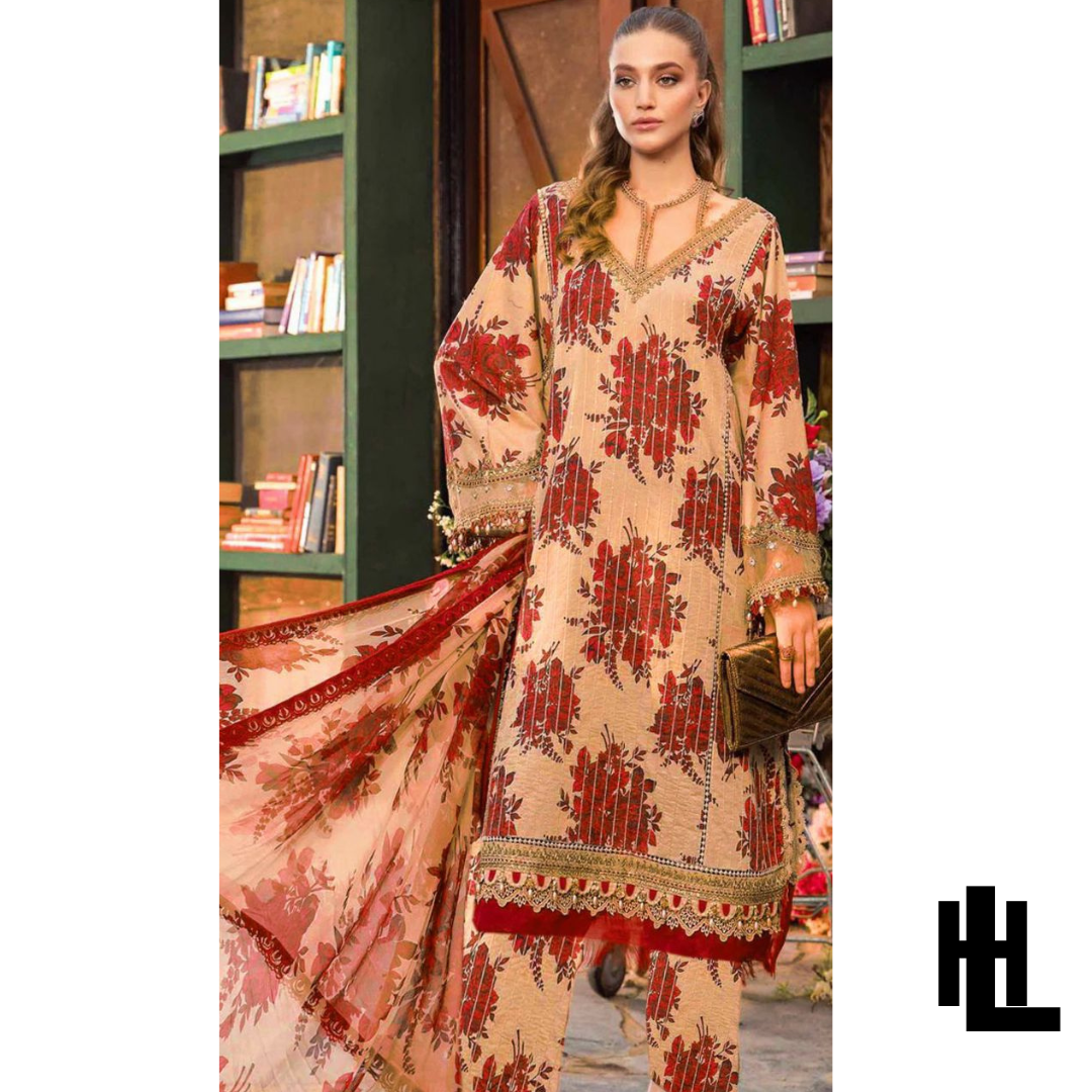 MARIA B VOLUME DIGITAL PRINT ALL OVER 3PC LAWN 9088