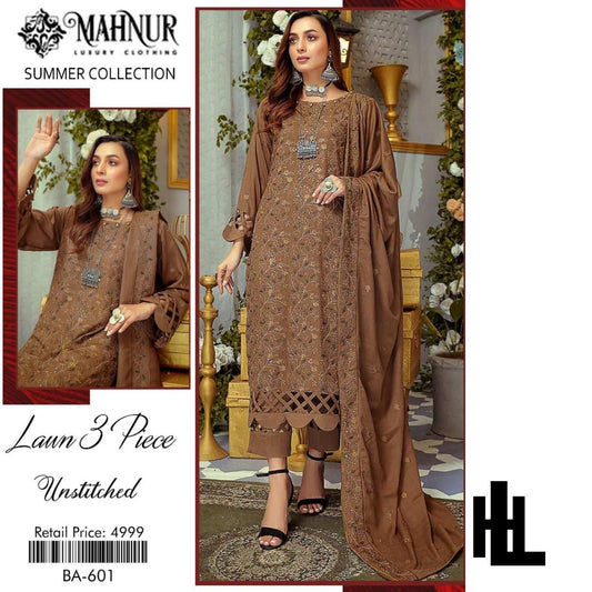 MAHNUR SUMMER COLLECTION 3PC LAWN