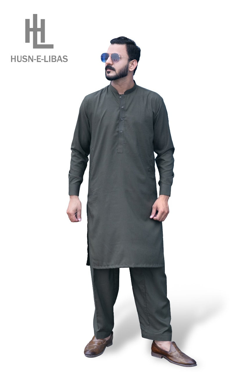 DARK GREEN WASH&WEAR SHALWAR KAMEEZ