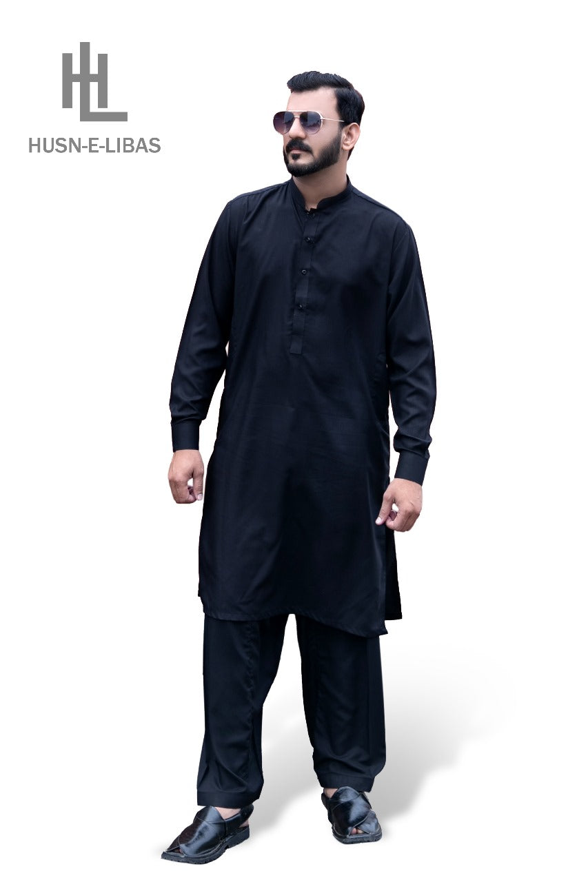 BLACK WASH&WEAR SHALWAR KAMEEZ