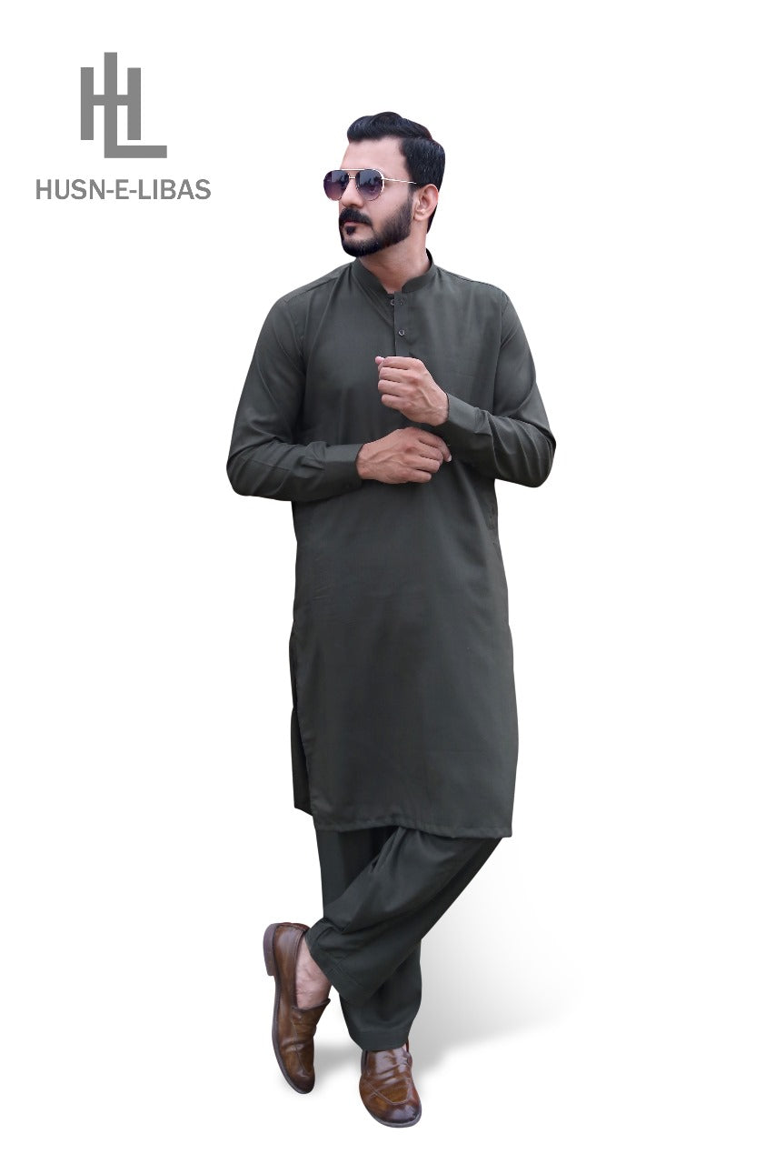 DARK GREEN WASH&WEAR SHALWAR KAMEEZ