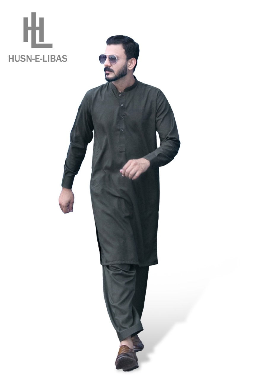 DARK GREEN WASH&WEAR SHALWAR KAMEEZ